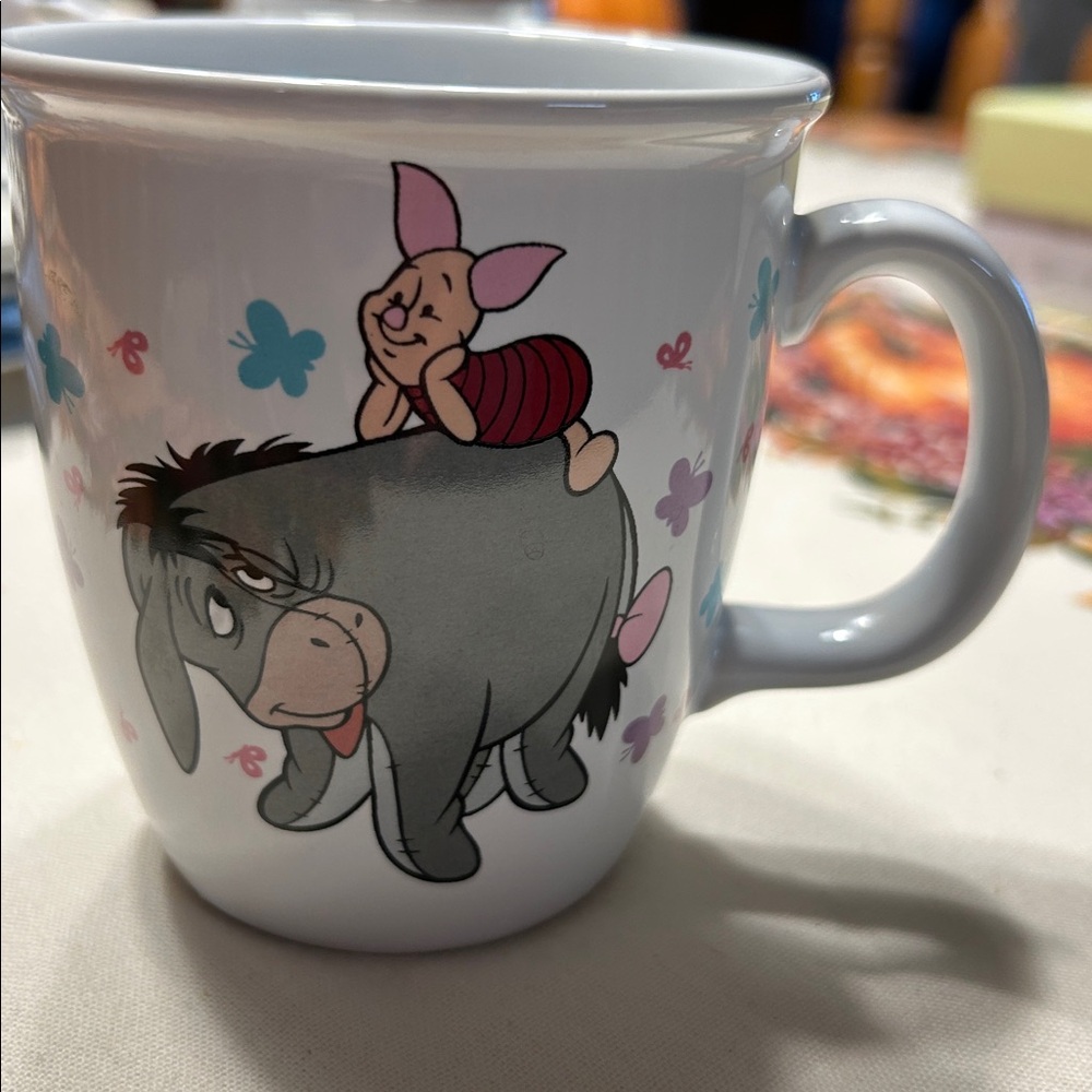 Disney Mug with Eeyore and Piglet in Gray and Pink